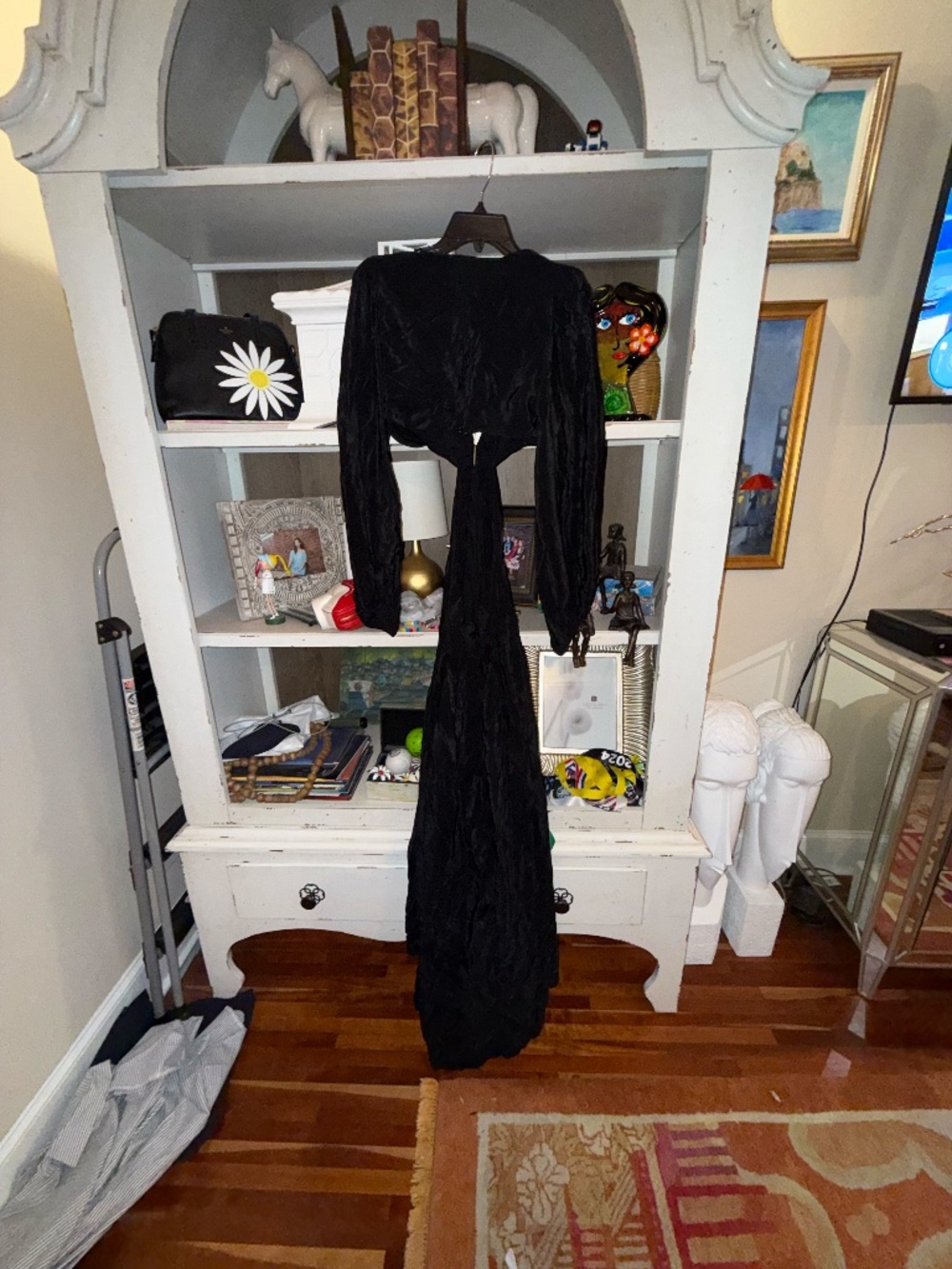 Farm Rio Medium M black cut out long sleeve dress gold sun buckle - Picture 9 of 9